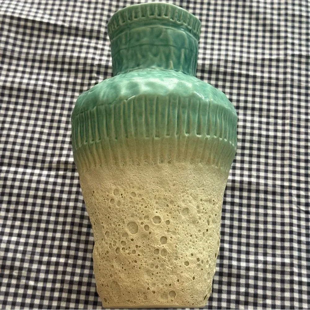 Elegant Turquoise and Beige Vase